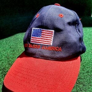 God Bless America Baseball Cap Snapback Red/Blue American Flag Cotton/Polyester